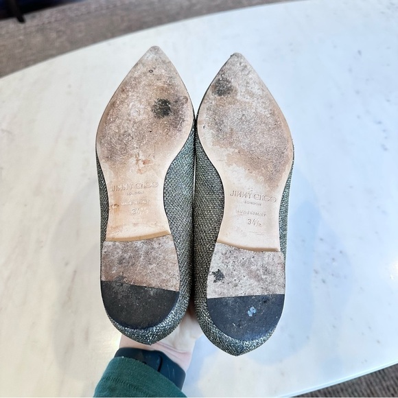 Jimmy Choo Glittery Sparkle Pointed Toe Flats Women's Size EU 34.5 US Size 4.5 - Picture 5 of 8
